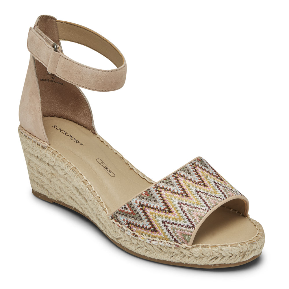 Sandálias Rockport Mulher Caqui - Marah Woven Ankle Strap - 02431UTAX